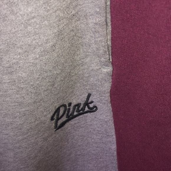 PINK VICTORIA’S SECRET sweatpants gray blue and burgundy size small boyfriend​​​ - Picture 5 of 10